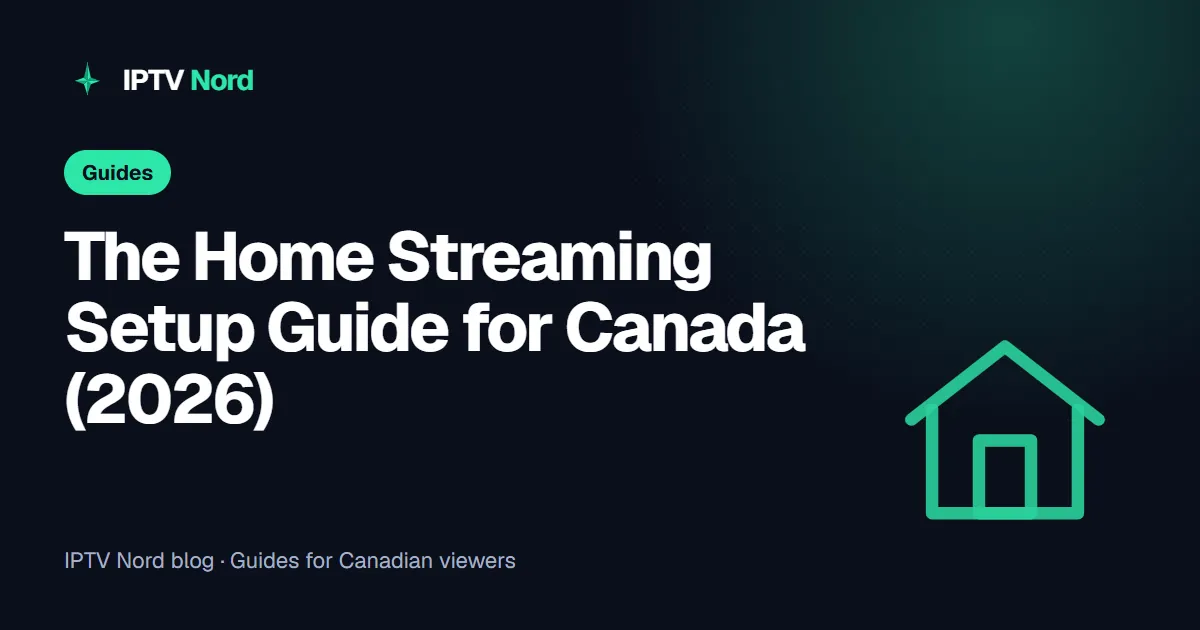 Home streaming setup in Canada: a living room TV with a streaming device, soundbar and Wi-Fi router